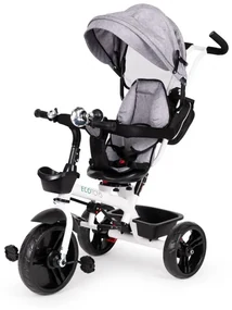 Sivá otočná trojkolka so strieškou Ecotoys