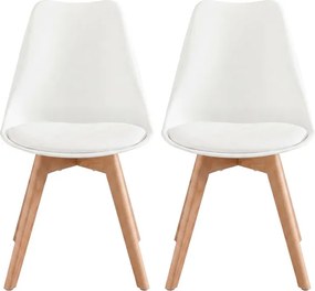 Set dvoch jedálenských stoličiek KDCB35988WD01 biele / hnedé nohy (2 ks)