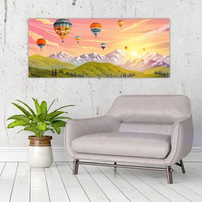 Obraz balónov nad krajinou (120x50 cm)