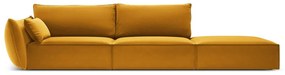 Zamatová pohovka v horčicovej farbe ľavý roh 264 cm Vanda – Mazzini Sofas