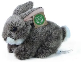 RAPPA Plyšový králik tmavosivý ležiaci, 17 cm, ECO-FRIENDLY