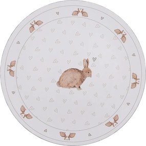 Biely servírovací tanier s motívom králikov a srdiečok Bunnies in Love - Ø 33*1 cm
