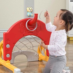 Detská hracia súprava 4 v 1 s nastaviteľnou výškou, oranžovo-žltá