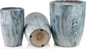Sada 3 ks květináčů NEVA MARBLE VII modrá