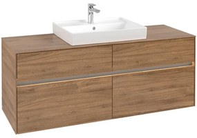 VILLEROY &amp; BOCH Collaro závesná skrinka pod umývadlo na dosku (umývadlo v strede), 4 zásuvky, s LED osvetlením, 1400 x 500 x 548 mm, Oak Kansas, C084B0RH