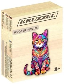 Kruzzel 22878 Dřevěné puzzle kočka 130 dílů, 38 x 24 cm