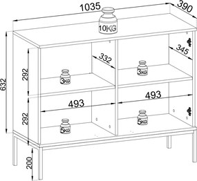KOMODA ALESSIO 104 cm KAŠMÍR LED