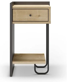 Čierny/v prírodnej farbe nočný stolík v dekore duba s poličkami Mercure – Marckeric