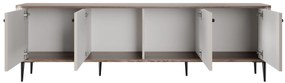 TV stolík Vespera 4D 187 cm - kašmírová / orech / čierne nožičky