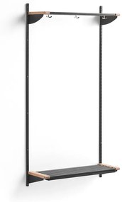 Vešiaková stena JEPPE s hornou policou, základná sekcia, 1790x900x310 mm, tmavošedá/breza