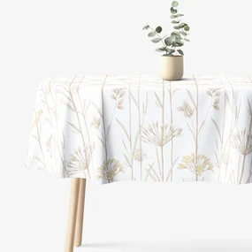 Goldea oválny obrus 100% bavlnené plátno - okrasné rastliny 140 x 280 cm