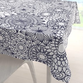 Biante Bavlnený štvorcový obrus Sandra SA-274 Tmavo modré mandaly na bielom 100x100 cm