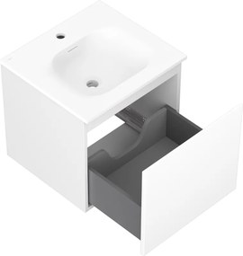 Mexen Orio, kúpeľňová skrinka 50 cm s umývadlom Vela, 1 zásuvka, biela matná, 91A10-05047-1-BF01-W23M01