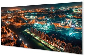Sklenený obraz Gdańsk River nočné panorama 125x50 cm