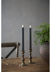 Súprava 2 čiernych LED voskových sviečok Star Trading Flamme, výška 25 cm