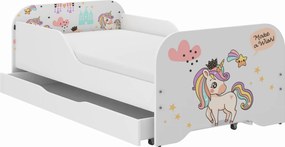 Wooden Toys Detská posteľ MIKI 160x80 JEDNOROŽEC RAINBOW