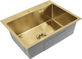 Rea Liam, oceľový kuchynský drez 530x450x200mm + sifón, zlatá matná, ZLE-06007