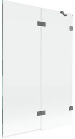 Mexen Lunar, 2-krídlová vaňová zástena pravá 120 x 150 cm, číre sklo, grafitová, 897-120-100-95-00-P