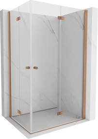 Mexen Mist-F Duo, skladací sprchový kút 75 x 85 cm, priehľadný, brúsená meď - 8A6-075L-085P-65-00