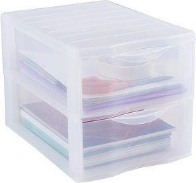 Úložný box s 2 zásuvkami, transparentný, ORGAMIX A4 2T