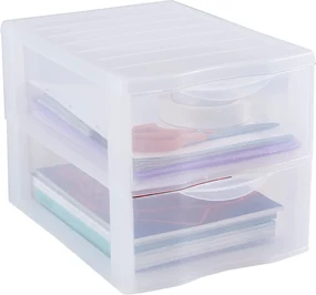 Úložný box s 2 zásuvkami, transparentný, ORGAMIX A4 2T
