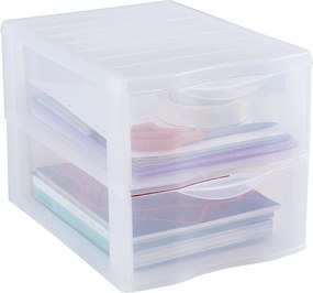 Úložný box so 2 zásuvkami, transparentný, ORGAMIX A4