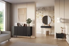 Komoda Malmi 150 cm - čierny mat / zlatá