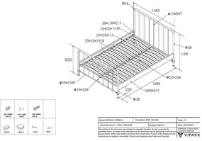 Zelená kovová jednolôžková posteľ s roštom 140x200 cm BRONXX – Vipack