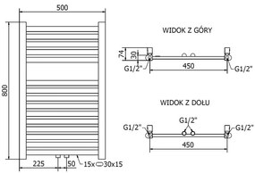 Mexen Hades, elektrické vykurovacie teleso 800 x 500 mm, 300 W, zlatá lesklá, W104-0800-500-2300-50