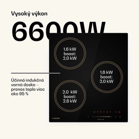 Klarstein Victoria indukčná varná doska, 45 cm, 6 600 W, 3 varné zóny, ovládanie posuvníkom, boost