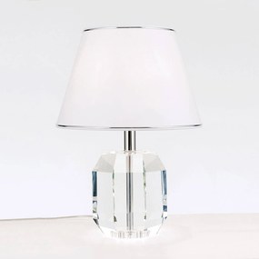 Stolná lampa Alexis s krištáľmi chróm/biela