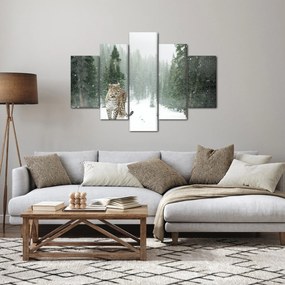 Obraz leoparda v snehu (150x105 cm)