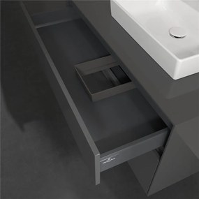 VILLEROY &amp; BOCH Collaro závesná skrinka pod umývadlo na dosku (umývadlo vpravo), 2 zásuvky, s LED osvetlením, 1000 x 500 x 548 mm, Glossy Grey, C015B0FP