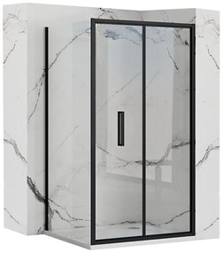 Rea Rapid Fold - sprchovací kút so skladacími dverami 90(dvere) x 90(stena) číre sklo, čierny profil, KPL-09902