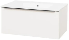 Mereo, Mereo Mailo, kúpeľňová skrinka s keramickým umývadlom 81 cm, biela, chróm madlo, MER-CN516