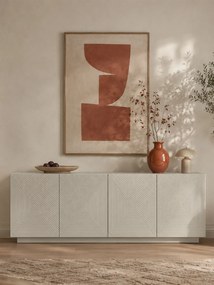 Moderná komoda Asha 200 cm so štyrmi dverami na sokli - kasmír