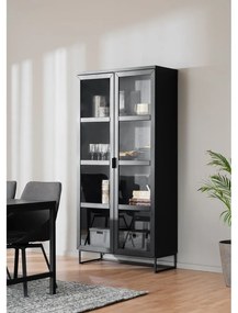 Čierna vitrína z dubového dreva 95x195 cm Everett - Rowico