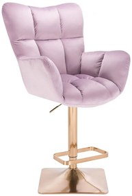 LuxuryForm DESIGN Barové kreslo AURORA VELUR na zlatej hranatej podstave - levanduľa