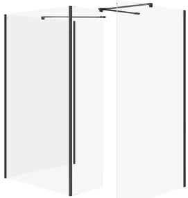 Cersanit Mille, sprchový kút typu Walk-In 90x90x90x30x200 cm cm, 8mm číre sklo, čierny profil, S601-194