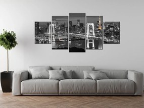 Gario Obraz s hodinami Most Tokyo Bay - 5 dielny Rozmery: 150 x 105 cm