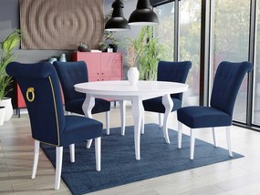 Stôl Julia FI 100 so 4 stoličkami ST65, Farby: biela, Farby: zlatý, Farby:: biely lesk, Potah: Magic Velvet 2258