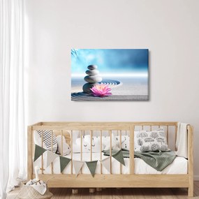 Obraz piesku, ľalie a spa kameňov (90x60 cm)
