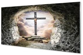 Sklenený obraz Cave ľahký cross Jesus 140x70 cm