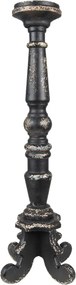 Čierny antik drevený svietnik - Ø 16*65 cm
