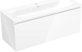 Mexen Orio, kúpeľňová skrinka 120 cm s umývadlom Vela, 1 zásuvka, biela lesklá, 91A10-12047-1-BF00-W23M00
