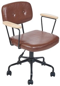 Kancelárska stolička z umelej kože hnedá ALGERITA Beliani