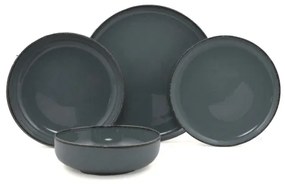 16-dielna jedálenská súprava, sivá/porcelán