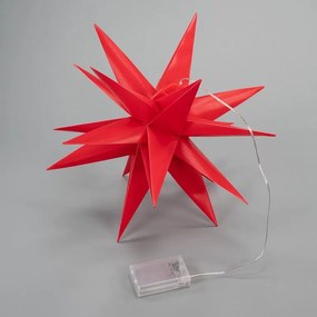Vianočná hviezda s časovačom 10 LED, 35 cm, červená