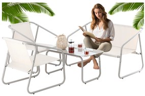 Záhradný set: Mini-gauč, 2 kreslá a stolík - béžová