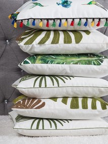 Sada 2 bavlnených vankúšov so vzorom listov 45 x 45 cm zelená ZENOBIA Beliani